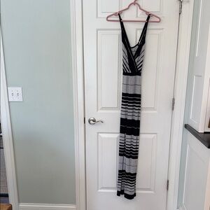Michael Stars Black and Gray Striped Maxi Dress